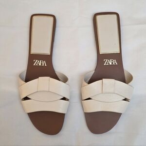 GC Zara Women's Flat Leather Slider Sandals Size 9